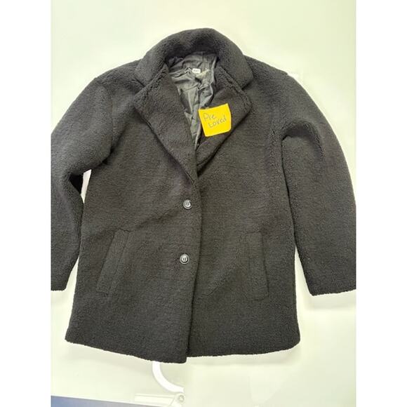 Collection B New York Classic Faux-Fur Coat Two Button Front Black Womens Size M - Picture 3 of 11